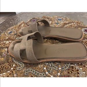 Authentic Hermes metallic oran sandals size 36